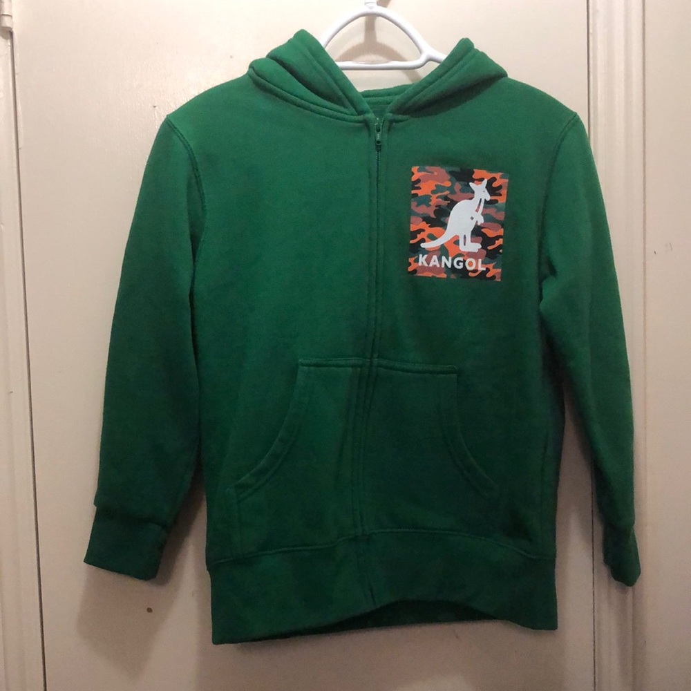 Boys green full zip kangol hoodie